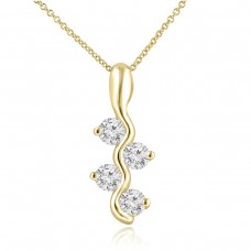 0.65 Ct Ladies Round Cut Diamond Pendant / Necklace In 14 kt Yellow Gold